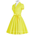 Grace Karin Lapel Collar Nylon-Cotton Short Sleeve Womens Summer Dress Vestidos Retro vintage da década de 1950 CL008946-3